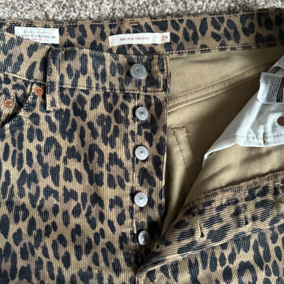 Levi's Ribcage Strait Ankle Leopard Corduroy Pants, Size 29 - Picture 10 of 13